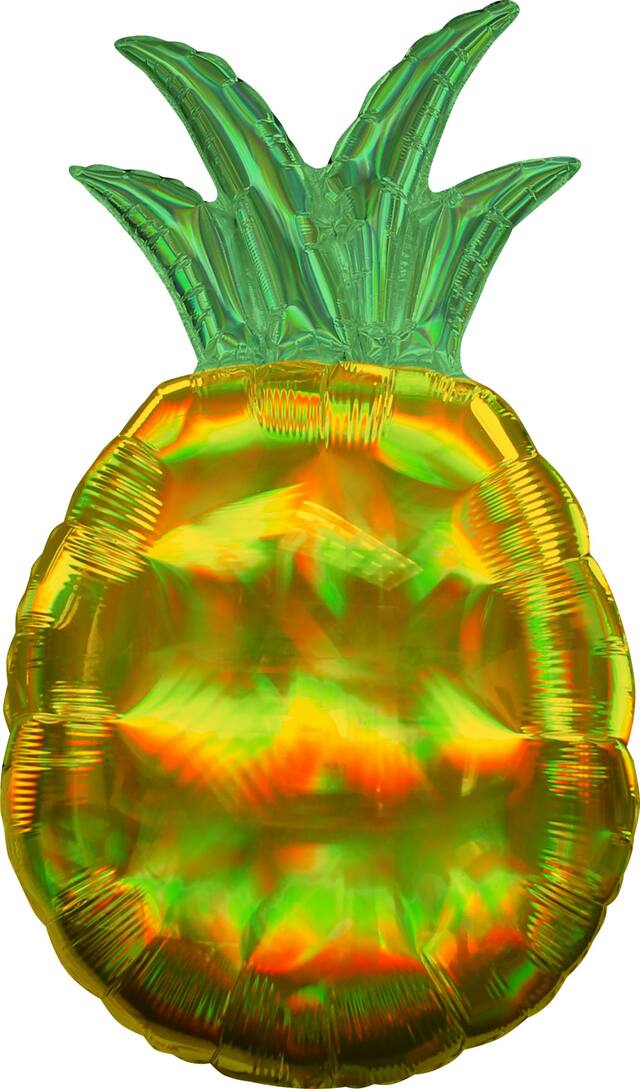Pineapple Satin Foil Balloon, Yellow/Green, 31-in, Helium Inflation & Ribbon Included for Summer Front_Flat