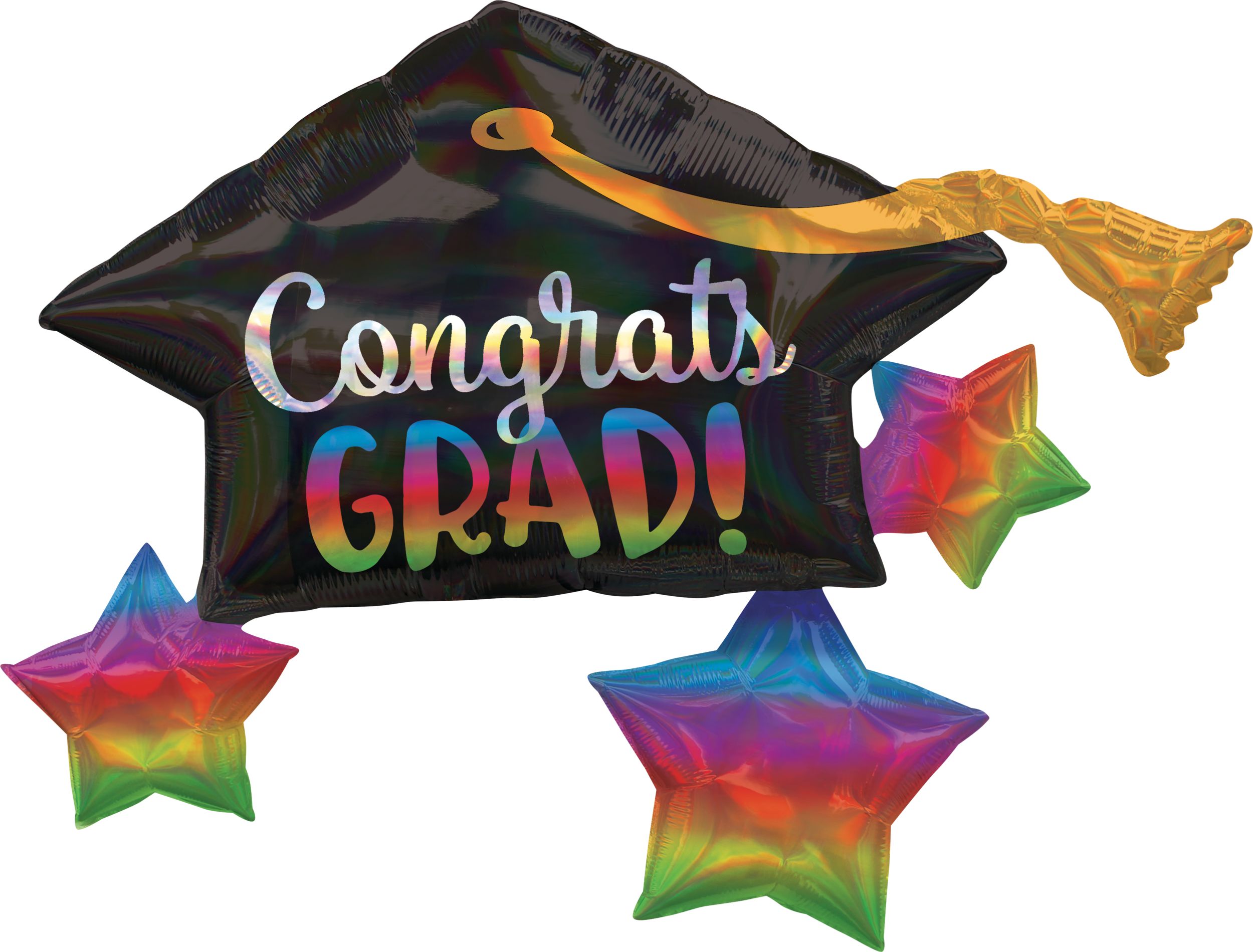 Giant Iridescent Mortarboard Graduation Balloon, 34-in Front_Flat