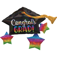 Giant Iridescent Mortarboard Graduation Balloon, 34-in Front_Flat