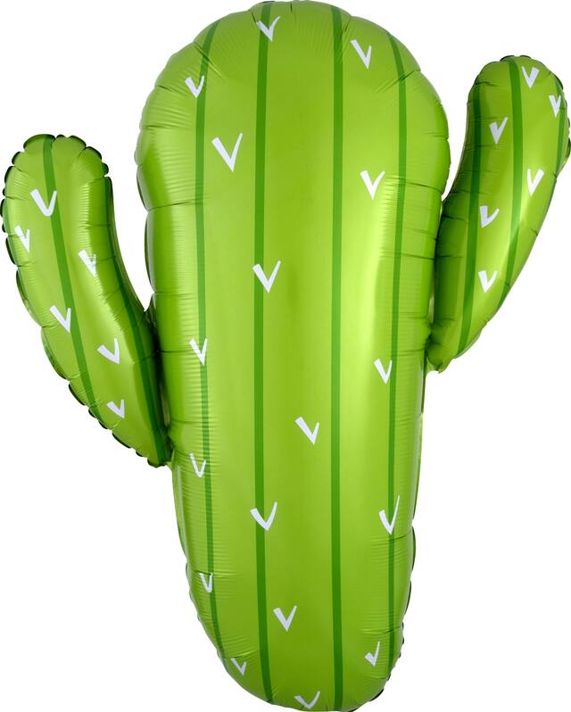 Ballon en aluminium Cactus pour fête d’été/désert, gonflage à l’hélium inclus, vert, 31&nbsp;po Front_Flat