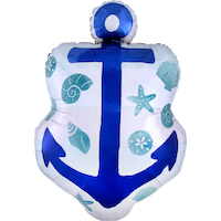 Sea, Sand, Sun Anchor Foil Balloon for Summer/Beach Party, Helium Inflation Included, 30-in Front_Flat