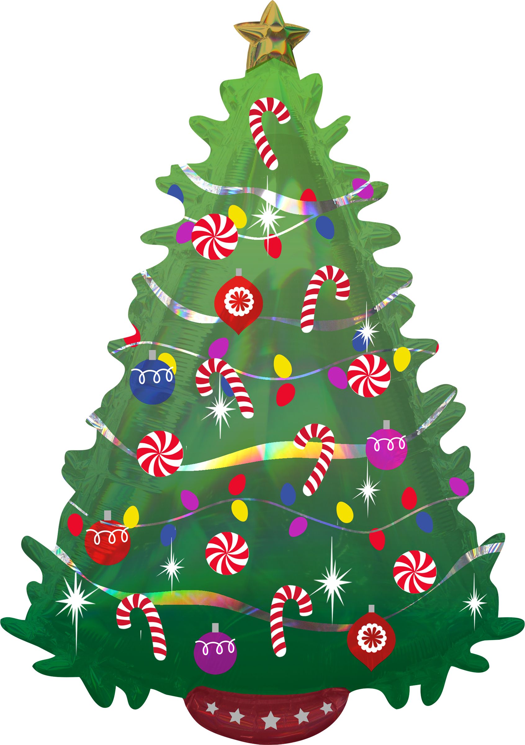 Christmas Tree Satin Foil Balloon, Green, 36-in, Air-Filled for Christmas Front_Flat