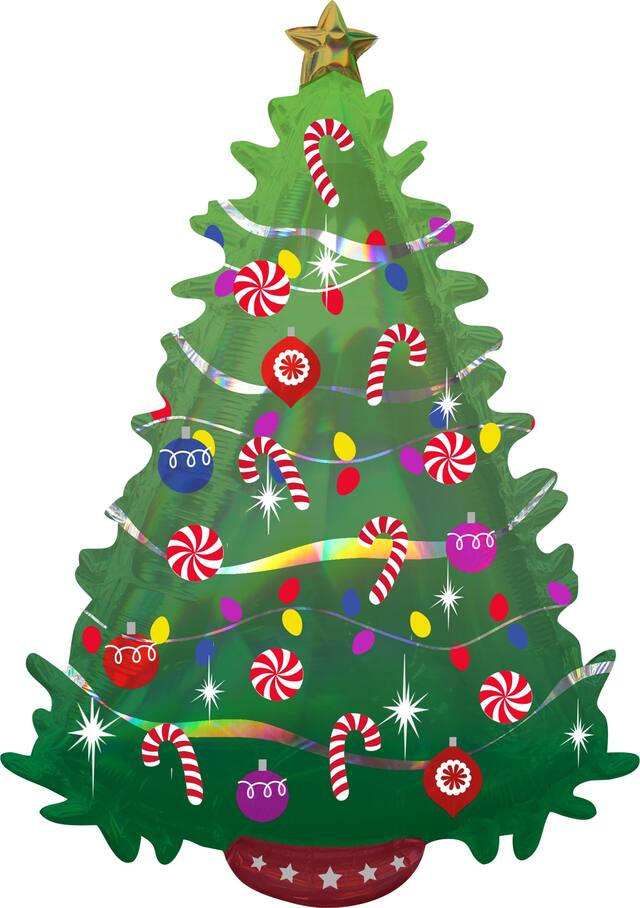 Christmas Tree Satin Foil Balloon, Green, 36-in, Air-Filled for Christmas Front_Flat