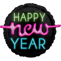 Ballon géant du Nouvel An en 3D, lumineux, 36 po Front_Flat