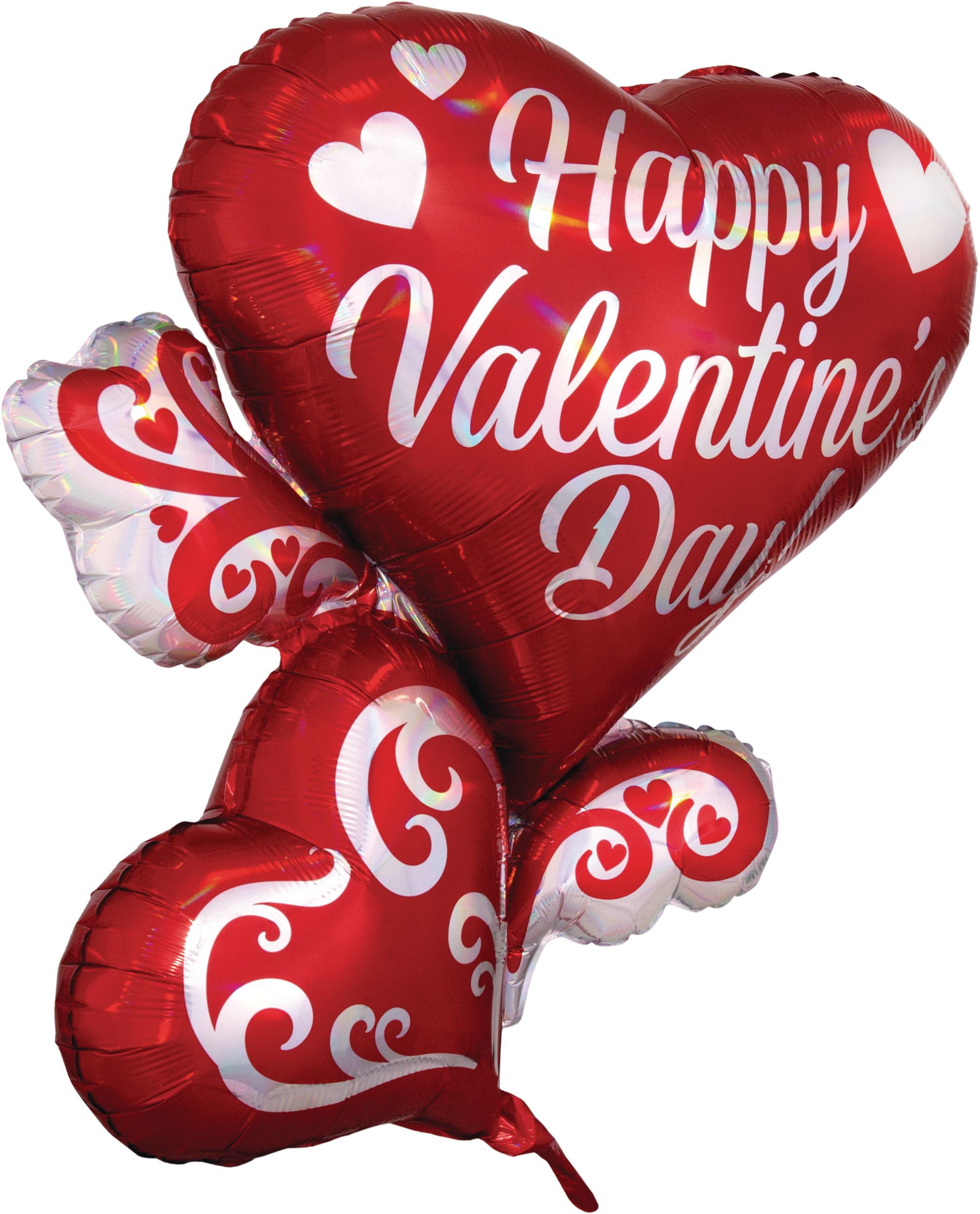 Iridescent & Red Valentine's Day Heart Cluster Balloon, 26-in Front_Angled_Right