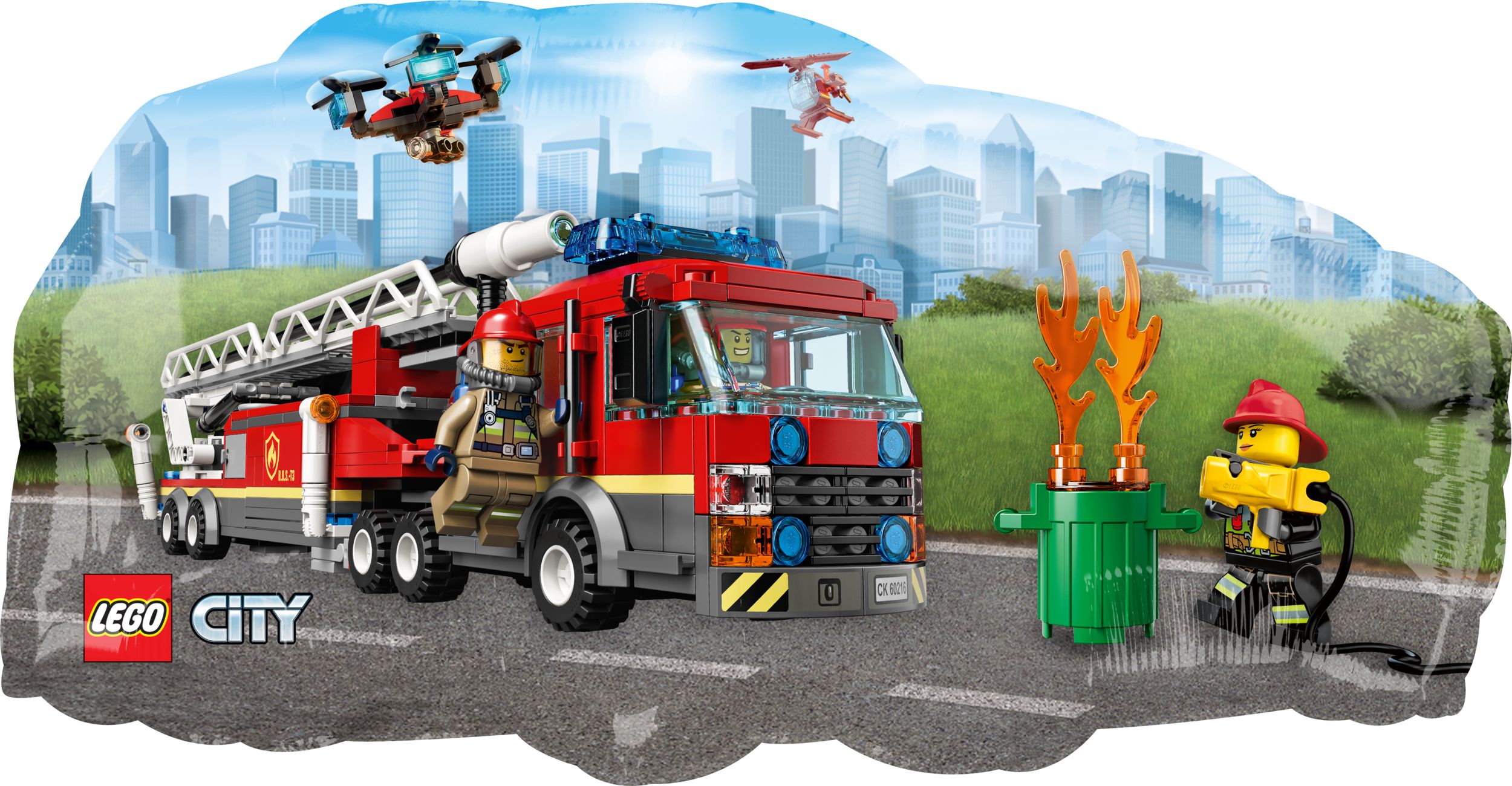 Lego City Foil Balloon for Birthday Party, Helium Inflation Included, 29-in Front_Flat