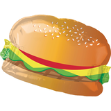Ballon en aluminium Hamburger pour fête d’été/d’anniversaire, gonflage à l’hélium inclus, 26&nbsp;po Front_Angled_Left