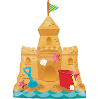 Sand Castle Foil Balloon for Summer/Beach Party, Helium Inflation Included, 30-in Front_Flat