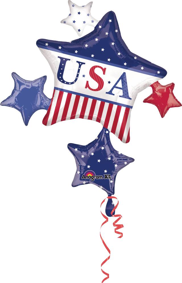 Ballons Étoiles d'Amérique classiques métal Front_Flat