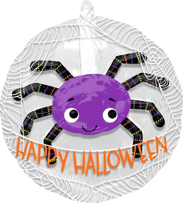 Halloween See Thru Purple Spider Balloon, Helium Inflation Included Overhead_Flat