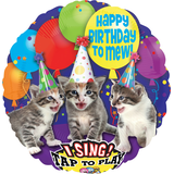 Singing Happy Birthday Kitten Foil Balloon, Helium Inflation Included, 28-in Front_Flat