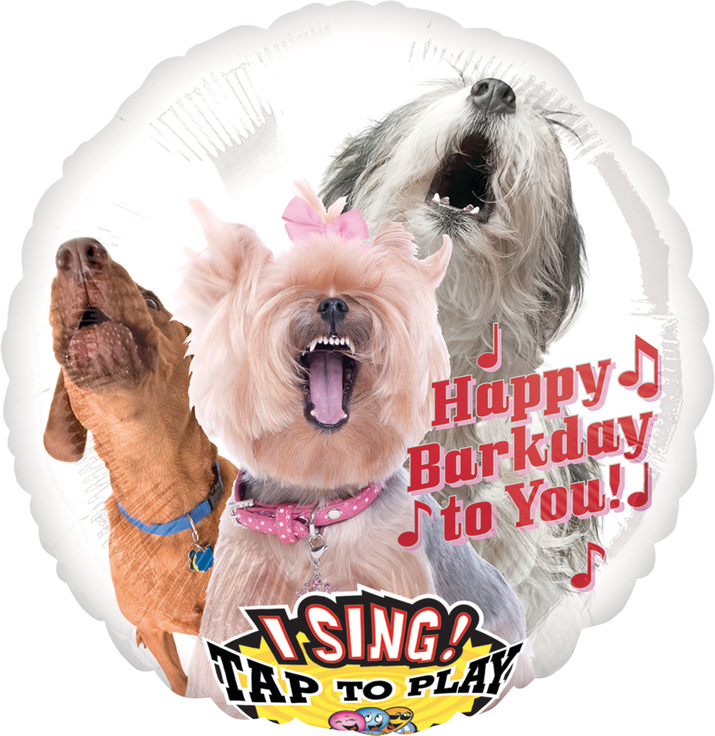 Singing Happy Birthday Dog Foil Balloon, Helium Inflation Included, 28-in Front_Flat