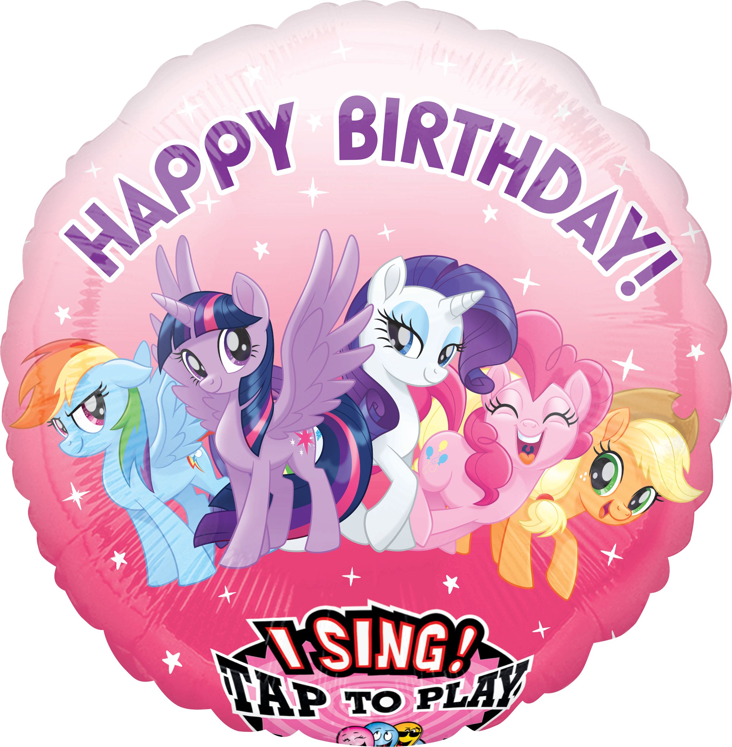 Singing My Little Pony Foil Birthday Balloon, Helium Inflation Included, 28-in Front_Flat