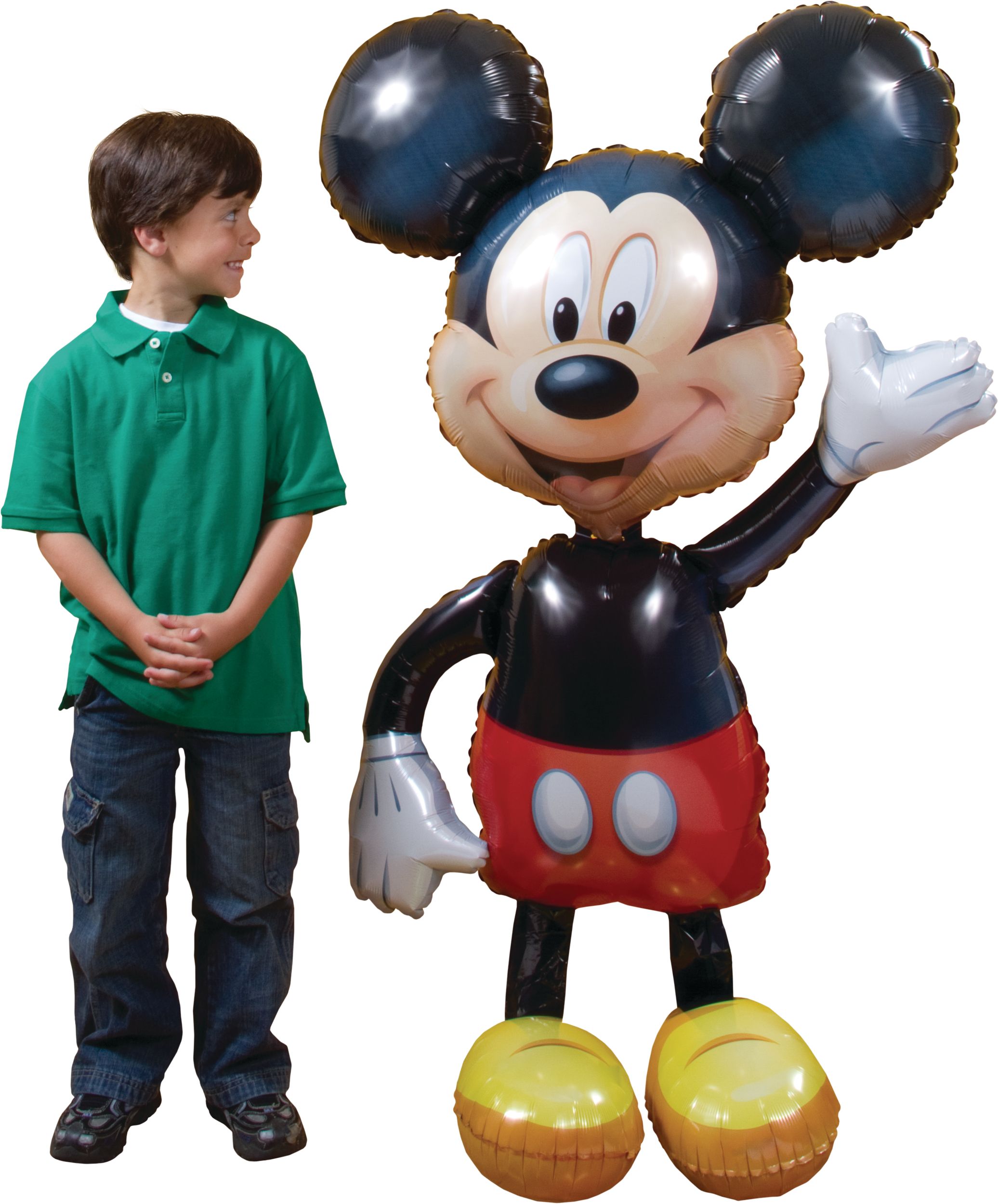 Disney Mickey Mouse Satin Giant Gliding Air-Walker Foil Balloon, Red/Black, 52-in, Helium Inflation & Ribbon Included for Birthday Party Front_Flat