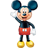 Disney Mickey Mouse Satin Giant Gliding Air-Walker Foil Balloon, Red/Black, 52-in, Helium Inflation & Ribbon Included for Birthday Party Front_Flat