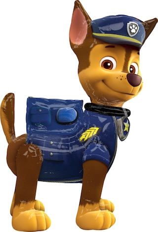 Nickelodeon PAW Patrol Chase Dog Satin Giant Gliding Air-Walker Foil Balloon, Blue/Brown, 54-in, Helium Inflation & Ribbon Included for Birthday Party