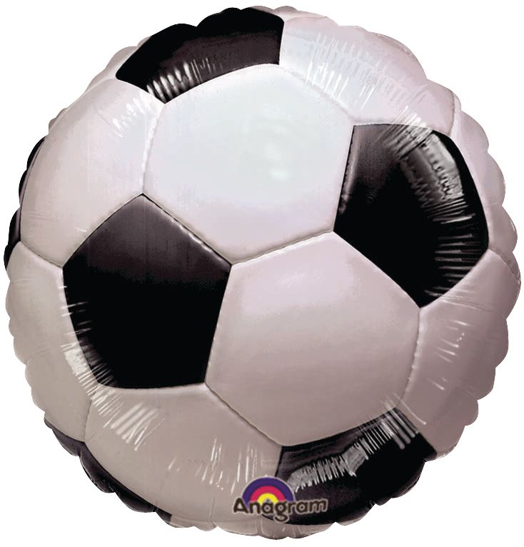 Soccer Ball Satin Foil Balloon, White/Black, 18-in, Helium Inflation & Ribbon Included for Sports Party Front_Flat