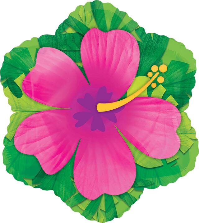 Pink Hibiscus Balloon, 17-in Front_Flat