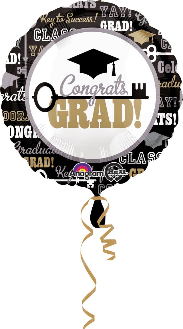 Ballon pour remise des diplômes La clé du succès, 17 po Front_Flat