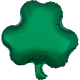 Ballon en aluminium satiné trèfle à quatre feuilles, vert, 17 po, gonflement à l'hélium et ruban inclus, pour la Saint-Patrick Front_Flat