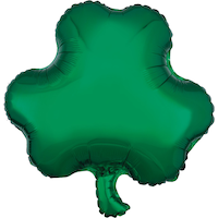 Shamrock Satin Foil Balloon, Green, 17-in, Helium Inflation & Ribbon Included for St. Patrick's Day Front_Flat