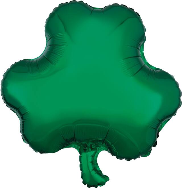 Shamrock Satin Foil Balloon, Green, 17-in, Helium Inflation & Ribbon Included for St. Patrick's Day Front_Flat