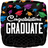 Congratulations Graduate Square Foil Balloon, Helium Inflation Included, 17-in Front_Flat