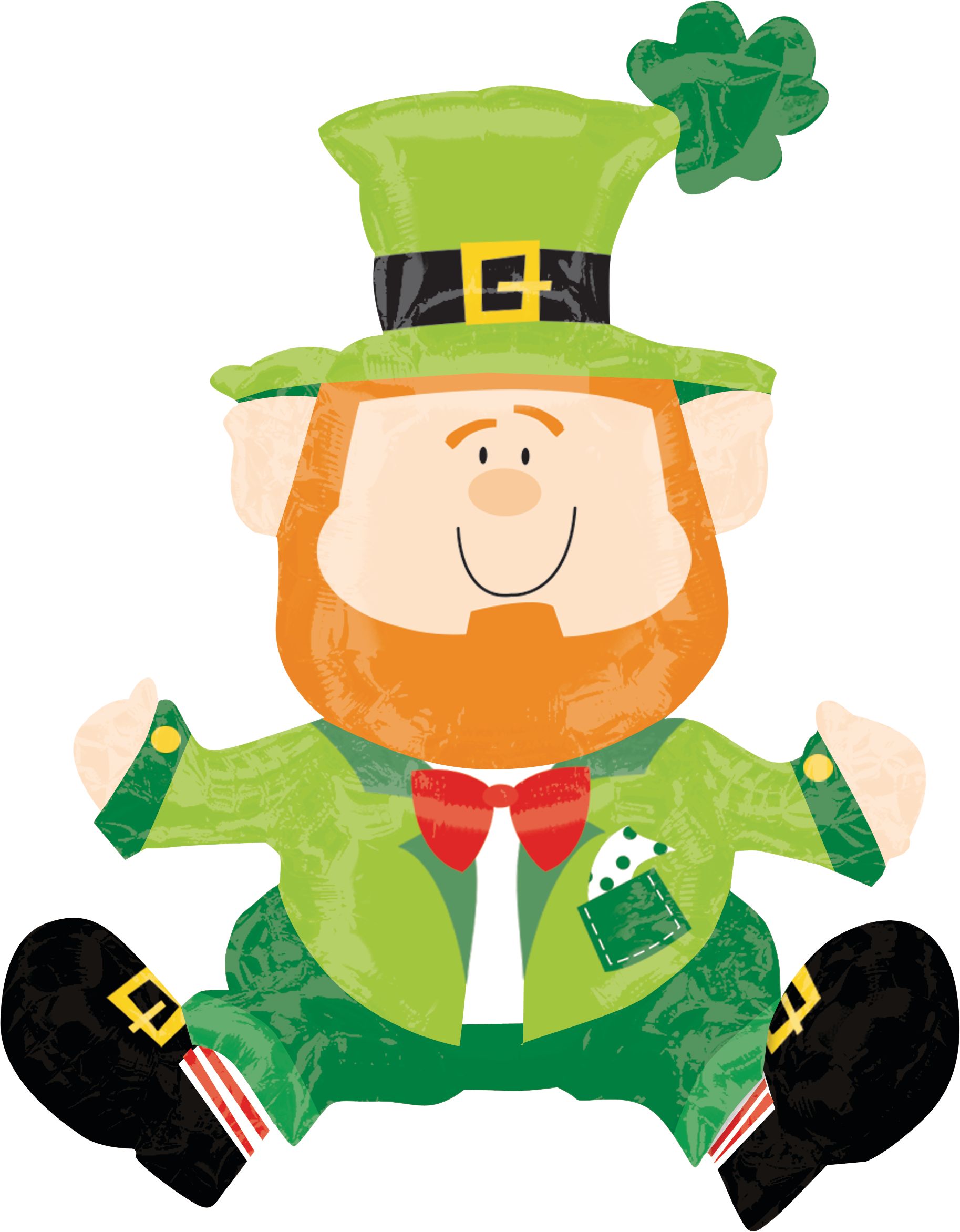Ballon en aluminium satiné farfadet, vert, 22 po, gonflé d'air, pour la Saint-Patrick Front_Flat