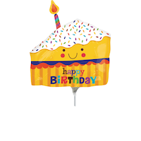 Air-Filled Happy Birthday Slice of Cake Mini Shape Balloon Front_Flat