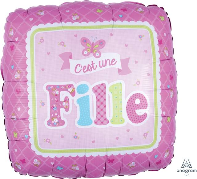 Ballon bienvenu c'est une fille, 17 po Front_Flat
