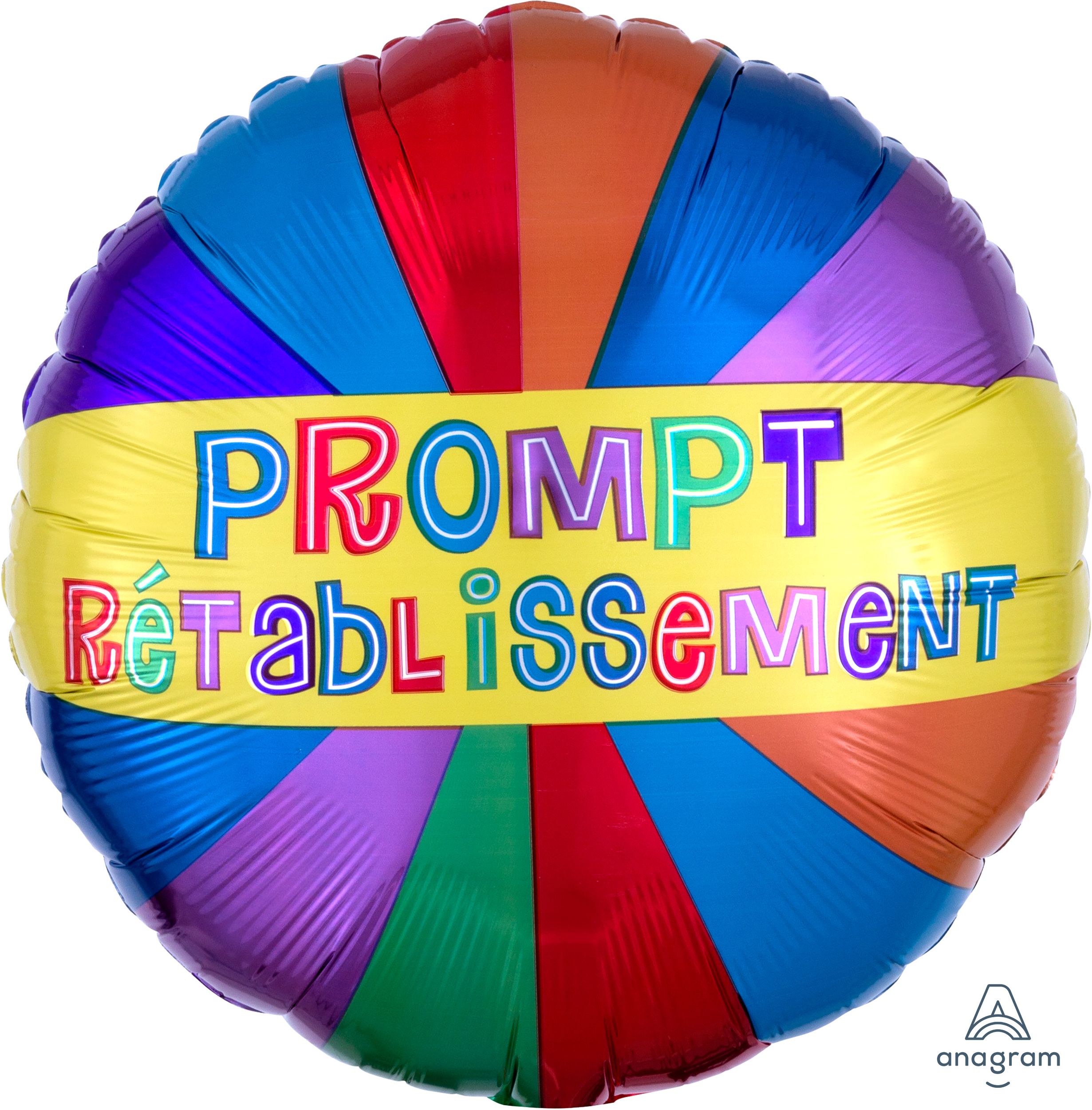 Prompt Rétablissement Foil Balloon for Get Well Soon, Helium Inflation Included, 17-in Front_Flat