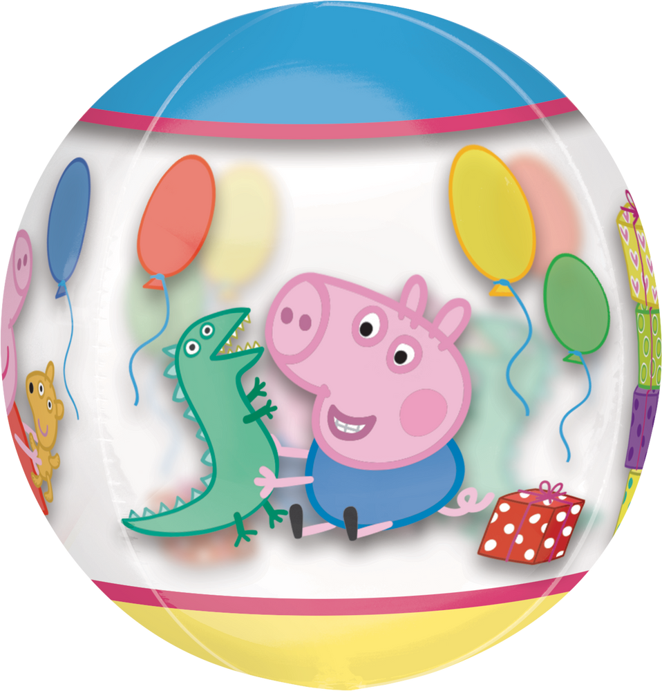 Nickelodeon Peppa Pig Orbz Transparent Print Foil Balloon Multi Coloured 16 in Helium Inflation Ribbon Included for Birthday Party