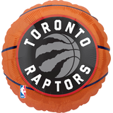 National Basketball Association NBA Toronto Raptors Round Satin Foil Balloon, Orange/Black, 18-in, Helium Inflation & Ribbon Included for Sports Party Front_Flat