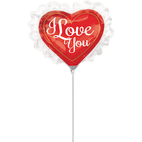 Mini ballon en aluminium à volants «&nbsp;Love You&nbsp;» rempli d’air pour anniversaire/Saint-Valentin Front_Flat