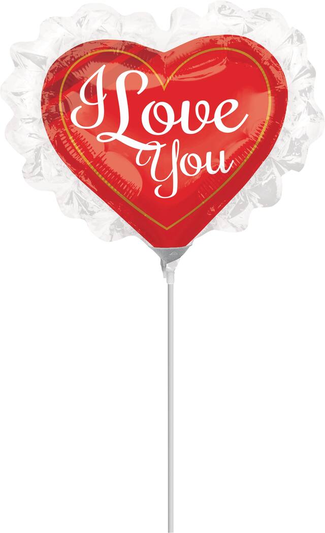 Air-Filled Love You Ruffle Mini Shape Foil Balloon for Anniversary/Valentine's Day Front_Flat
