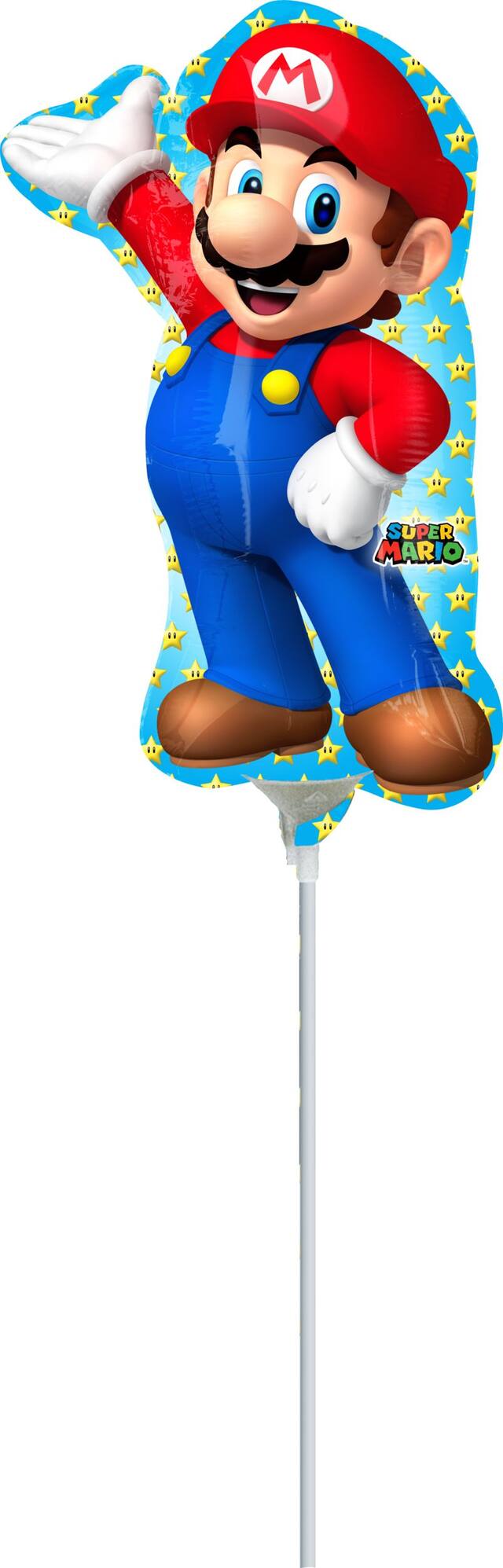Nintendo Super Mario Bros Satin Mini-Shape Foil Balloon, Red/Blue, Air-Filled for Birthday Party Front_Flat