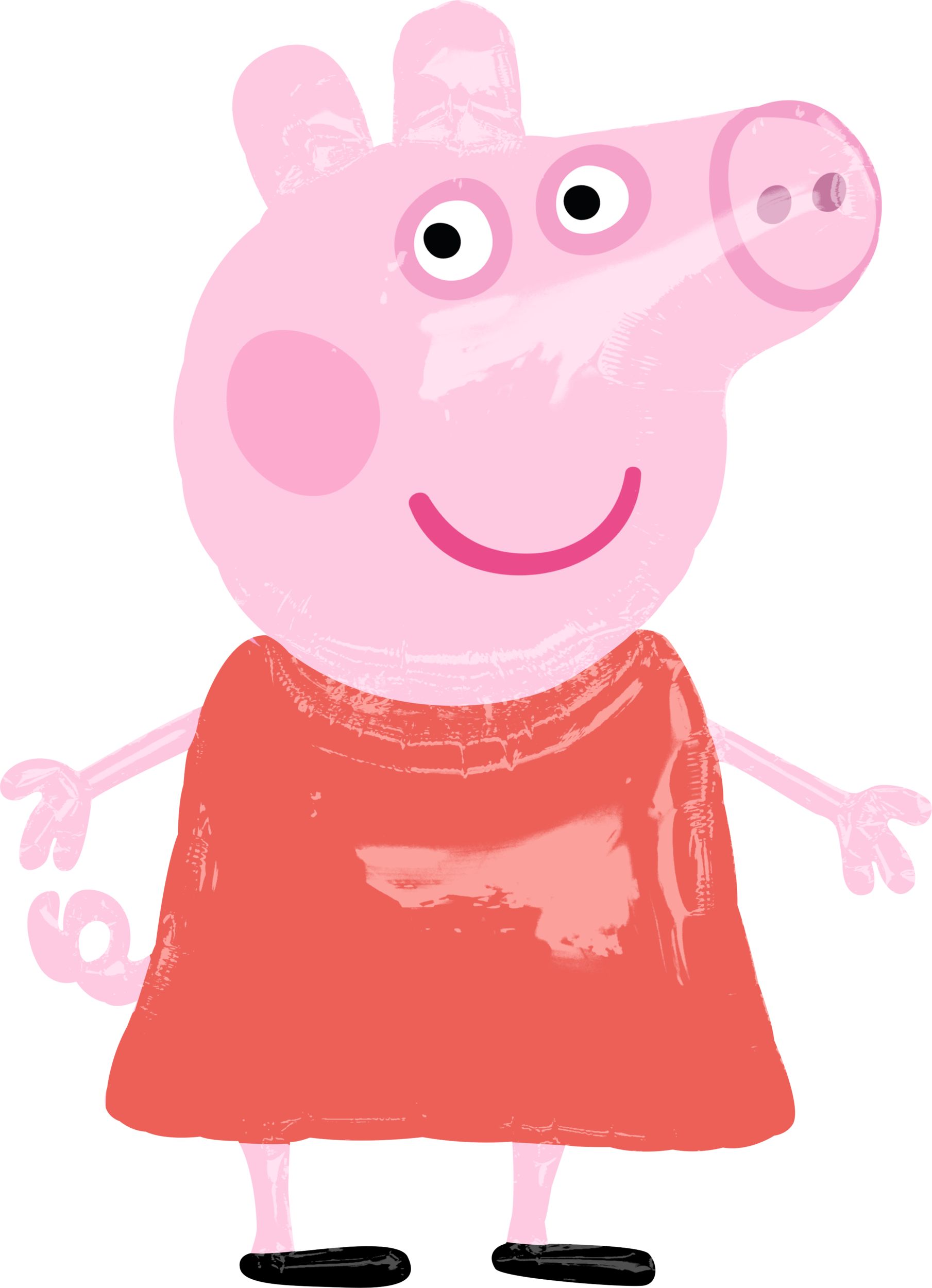 Ballon en aluminium géant marchant satiné Nickelodeon Peppa Pig, rose/rouge 48 po, gonflement à l'hélium et ruban inclus, pour fête d'anniversaire Front_Flat