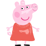 Ballon en aluminium géant marchant satiné Nickelodeon Peppa Pig, rose/rouge 48 po, gonflement à l'hélium et ruban inclus, pour fête d'anniversaire Front_Flat