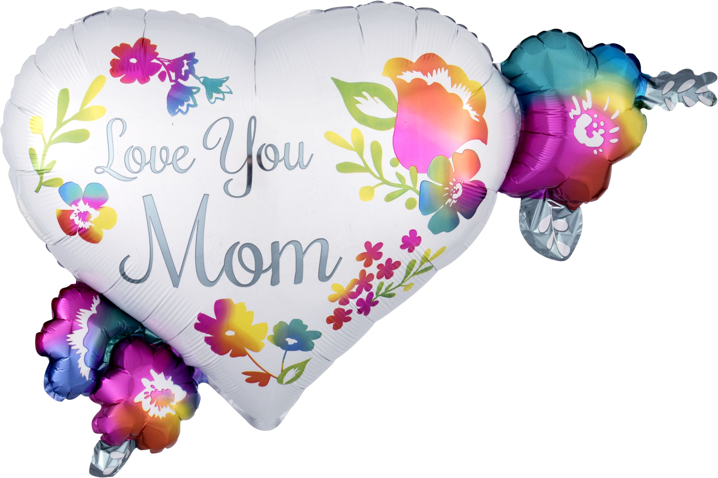 Ballon fleurs d'hibiscus, Love You Mom, 27 po Front_Flat