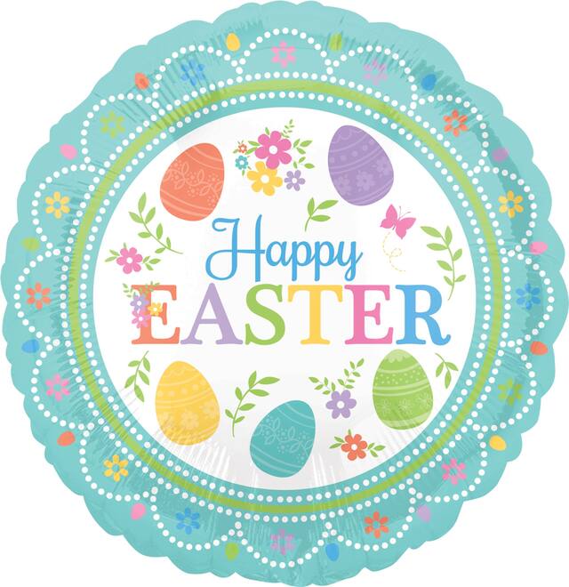 Egg-citing Happy Easter Balloon, 17-in Front_Flat