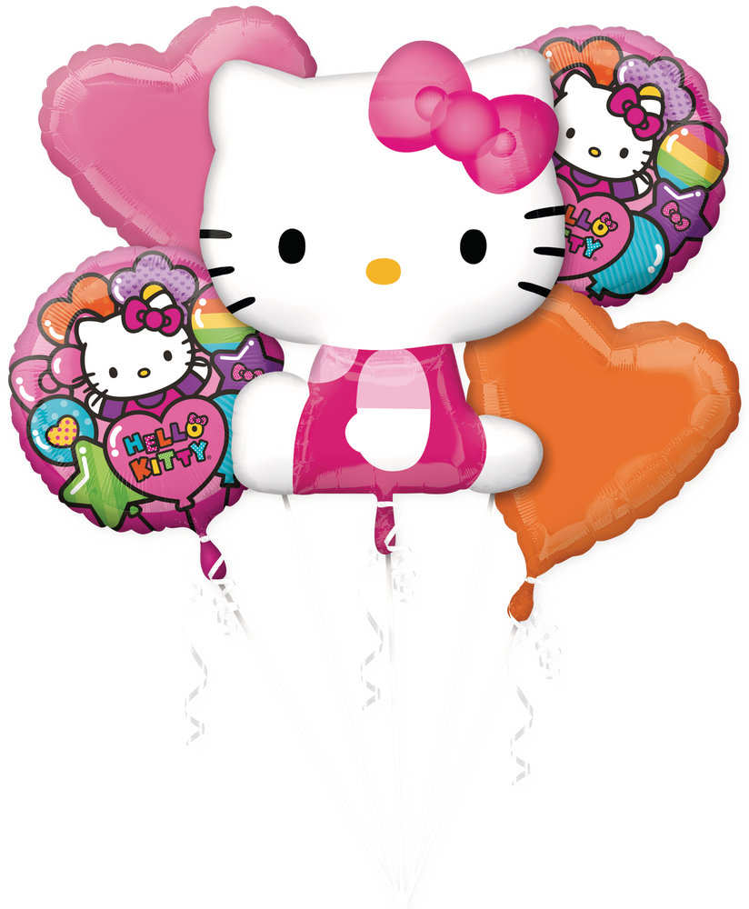 Rainbow Hello Kitty Foil Balloon Bouquet for Birthday Party, Helium ...
