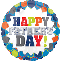 "Happy Father's Day" Round Satin Foil Balloon, Multi-Coloured, 17-in, Helium Inflation & Ribbon Included for Father's Day Overhead_Flat