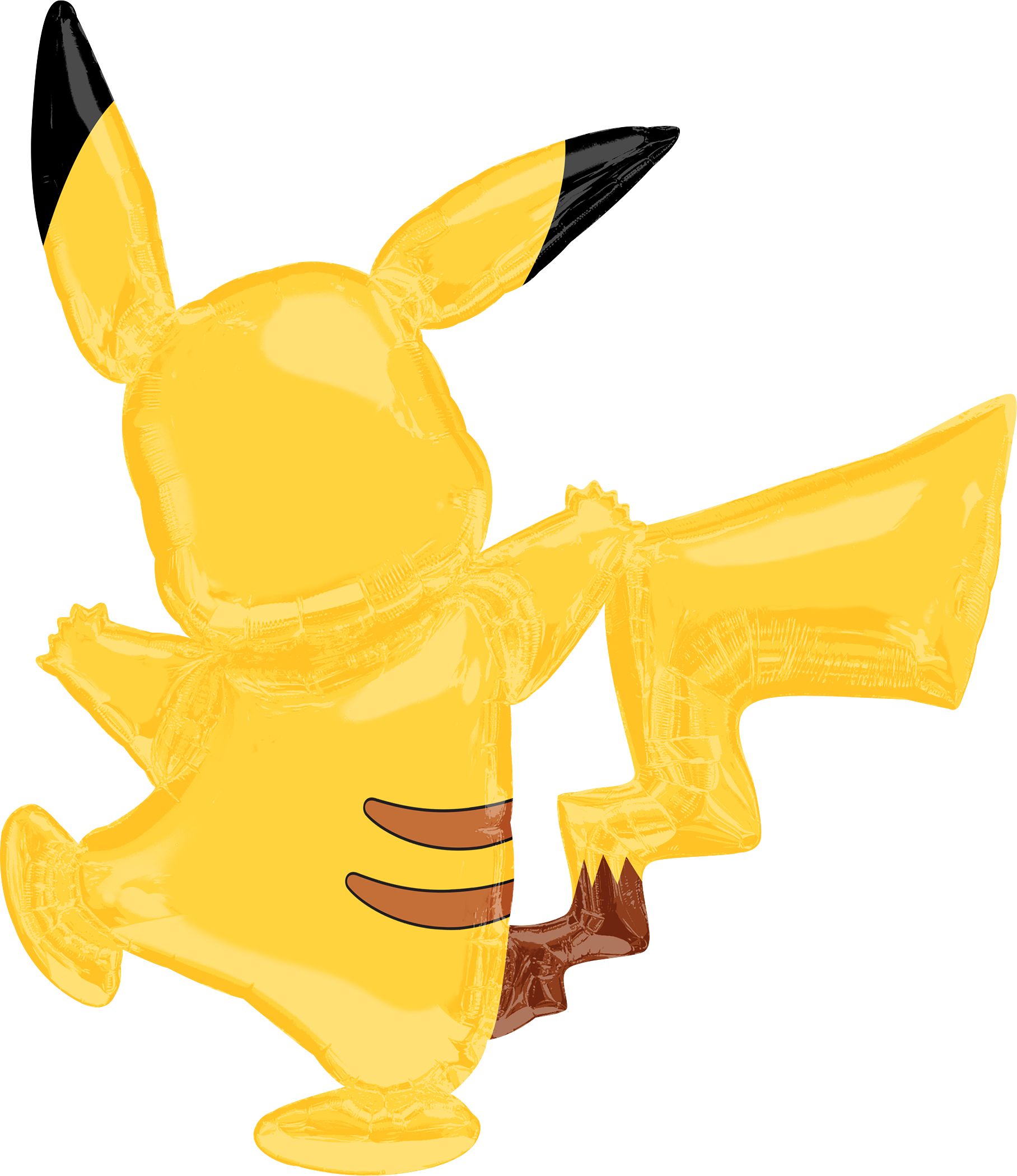 Ballon en aluminium géant marchant satiné Ninendo Pokémon Pikachu, jaune, 55 po, gonflement à l'hélium et ruban inclus, pour fête d'anniversaire Back_Flat
