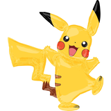 Ballon en aluminium géant marchant satiné Ninendo Pokémon Pikachu, jaune, 55 po, gonflement à l'hélium et ruban inclus, pour fête d'anniversaire Front_Flat