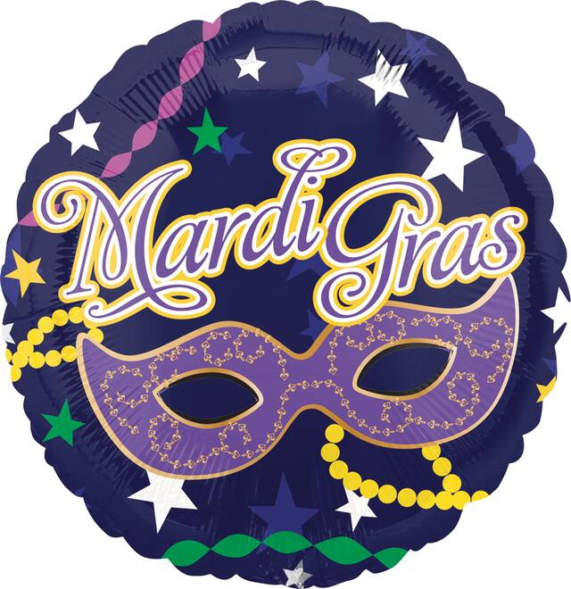 Masquerade Mask Mardi Gras Balloon, 17-in Front_Flat