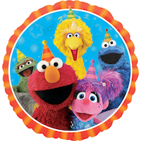 Ballon en aluminium d’anniversaire Sesame Street, gonflage à l’hélium inclus, 17 po Overhead_Flat