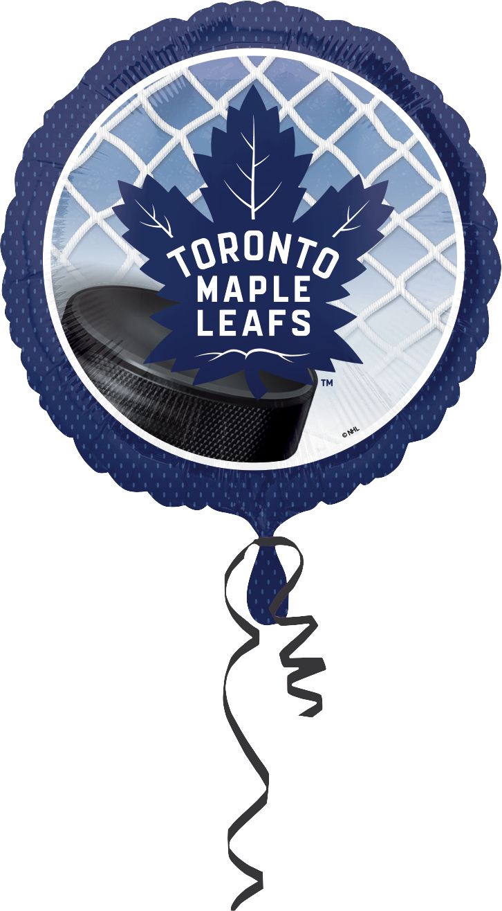 National Hockey League NHL Toronto Maple Leafs Round Satin Foil Balloon, Blue, 17-in, Helium Inflation & Ribbon Included for Sports Party Front_Flat