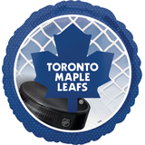 National Hockey League NHL Toronto Maple Leafs Round Satin Foil Balloon, Blue, 17-in, Helium Inflation & Ribbon Included for Sports Party Front_Flat