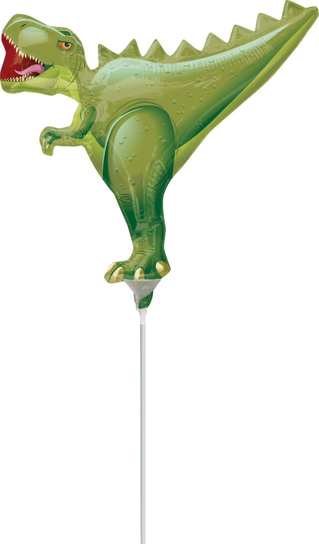 T-Rex Dinosaur Satin Mini-Shape Foil Balloon, Green, Air-Filled for Birthday Party Side_Left