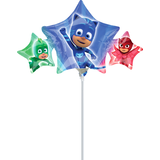 PJ Masks Catboy/Owletter/Gekko Star Satin Mini-Shape Foil Balloon, Blue/Green/Red, Air-Filled for Birthday Party Composite_or_Mixed